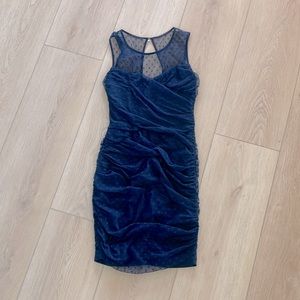 Navy Swiss dot mini dress - size S
